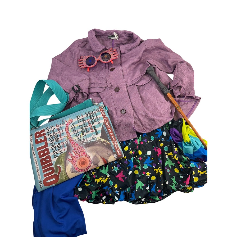 Harry Potter Luna Lovegood Costume Set Purple Whimsical Cosplay Girls L 10/12